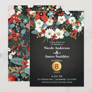 Bold Funky Colorful Floral Dark Chic Wedding Einladung