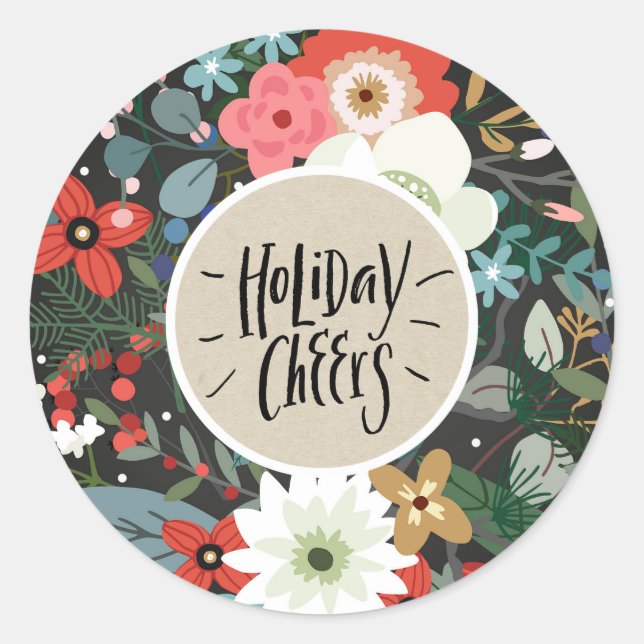 Bold Funky Floral Dark Chic Moderne FERIENSCHIRME Runder Aufkleber (Vorderseite)