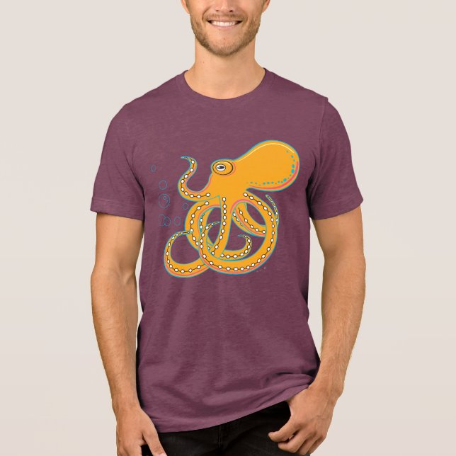 Bold & Funky Octopus Art Tri-Blend Shirt (Vorderseite)