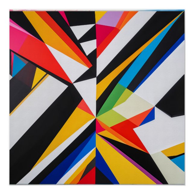 Bold Geometric Abstrakt Colorful Modern Art Poster (Vorderseite)