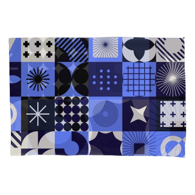 Bold Geometric Bauhaus Retrofuturistische Muster Kissenbezug (Vorderseite)