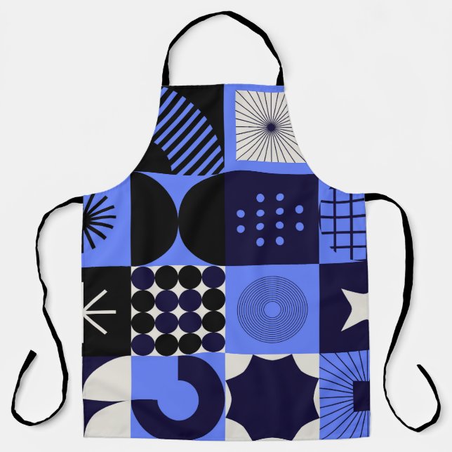 Bold Geometric Bauhaus Retrofuturistische Muster Schürze (Vorderseite)