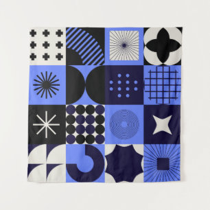 Bold Geometric Bauhaus Retrofuturistische Muster Wandteppich