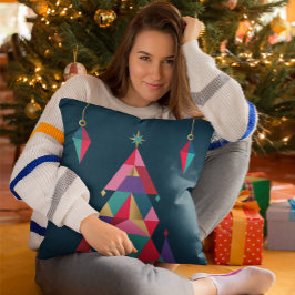 Bold Geometric Christmas Tree Throw Kissen