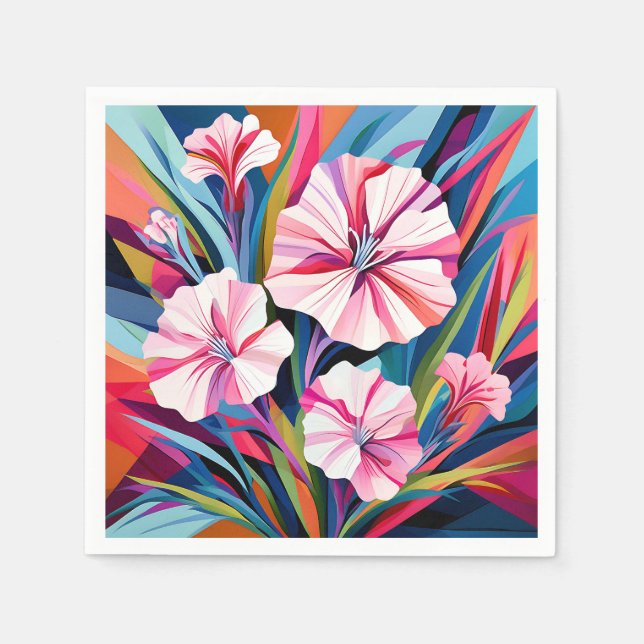 Bold Geometric Dianthus-Blume Serviette (Vorderseite)