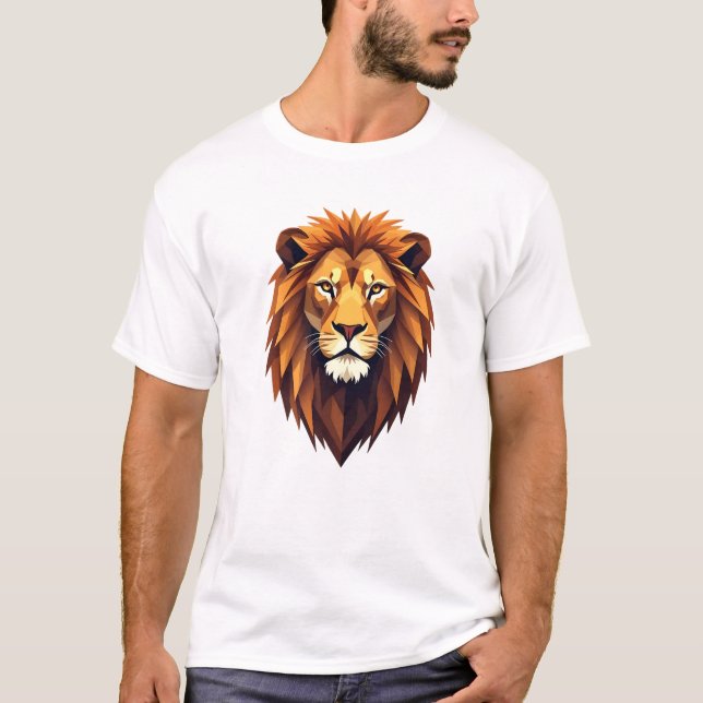 Bold Geometric Lion Head Art T-Shirt (Vorderseite)
