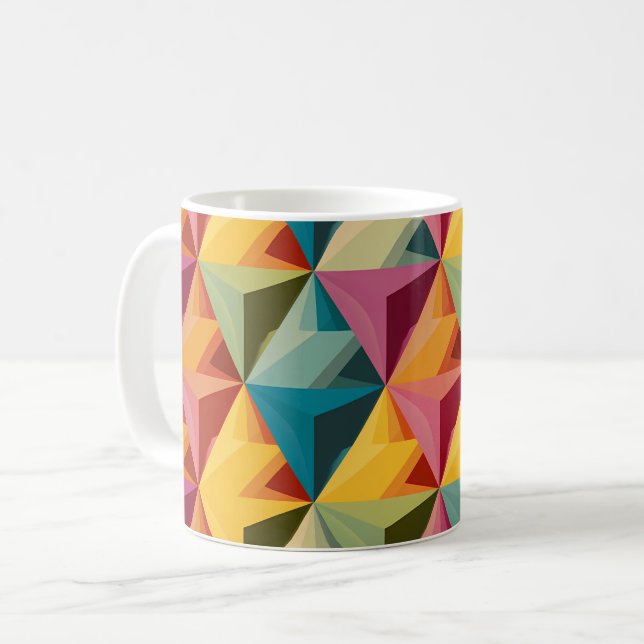 Bold Geometric Triangle Pattern  Kaffeetasse (Vorderseite Links)