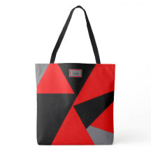 Bold Geometrics, Schwarz, Rot, Grau Mit Monogramm