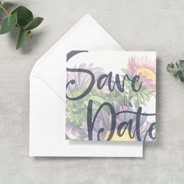 Bold Gerber Daisy Save the Date Template (Von Creator hochgeladen)