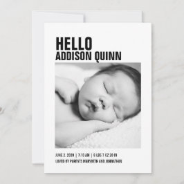 Bold Gingham Kariert Baby Foto Geburtserklärung Ankündigung