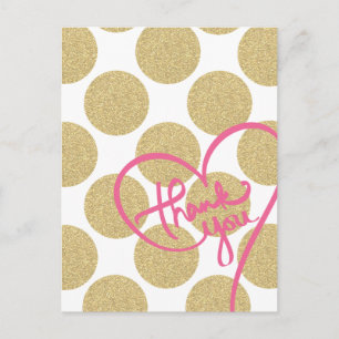 Bold Glitzer Gold Punkte mit Dankeschön Design Postkarte