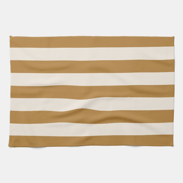 Bold Gold and Cream Stripe Geschirrtuch (Horizontal)