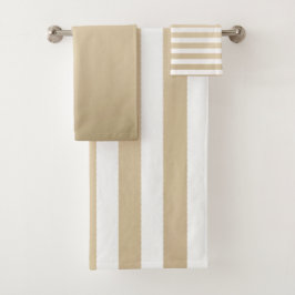 Bold Gold and cream stripe pattern Badhandtuch Set
