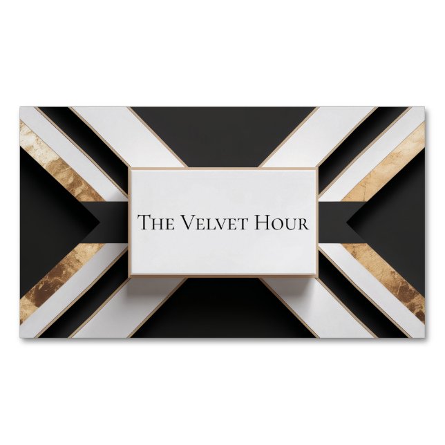 Bold Gold Foil Geometric X Black White Modern Magnetische Visitenkarte (Vorderseite)