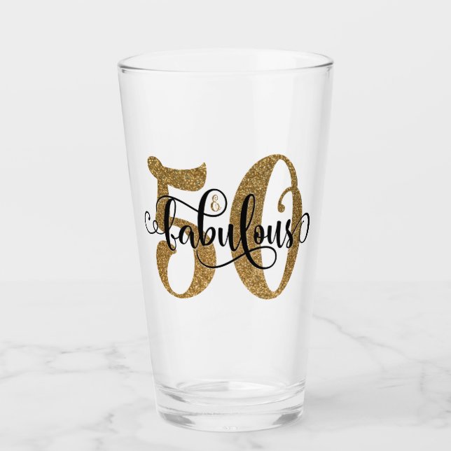 Bold Gold (Imitate) Glitzer 50 & Fabulous Geburtst Glas (Vorderseite)