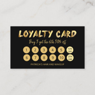Bold Gold Makeup Artist Hair Salon 10 Loyalty Card Visitenkarte
