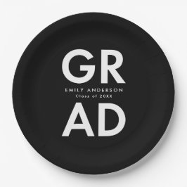 Bold Grad Black Abschluss Pappteller