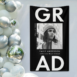 Bold Grad Black Foto Abschluss Banner
