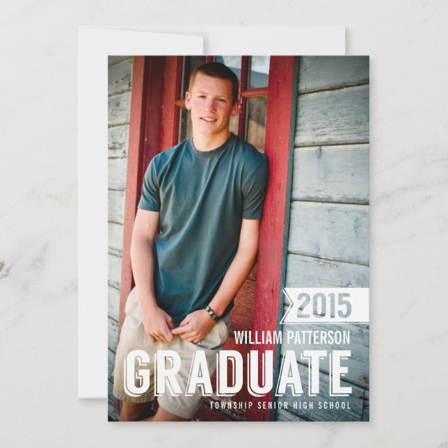 Bold Grad Guy Photo Graduation Party Invitation (Devant)