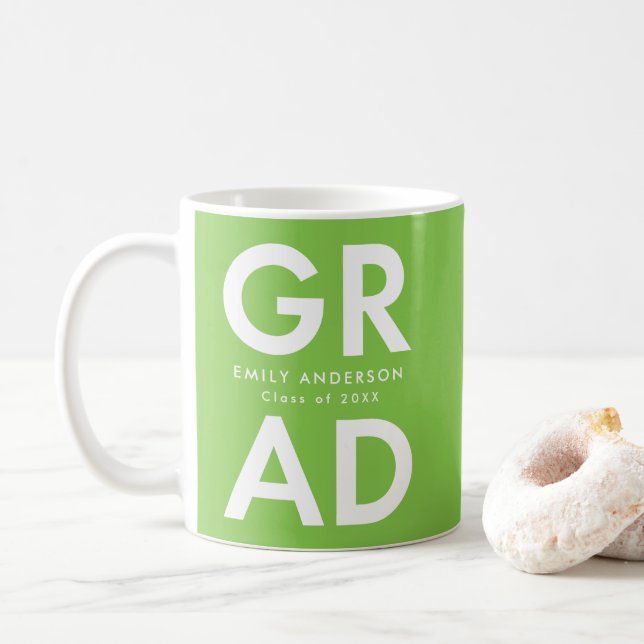 Bold Grad Lime Green Foto Abschluss Kaffeetasse (Mit Donut)