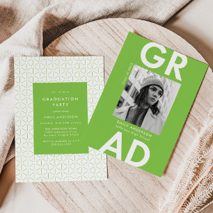 Bold Grad Lime Green Foto Graduation Party Einladung