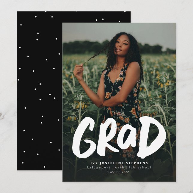 Bold grad modern trendy One Foto Abschluss Ankündigung (Vorne/Hinten)