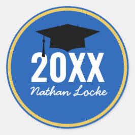 Bold Grad Royal Blue Abschluss Runder Aufkleber