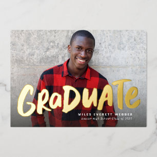 Bold graduate modern ein Foto Abschluss Folieneinladung
