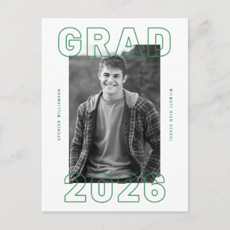 Bold Graduation Photo Card | Announcement Postcard Postkarte