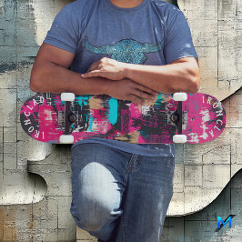 Bold Graffiti Inspiriert mit Neon Pink Abstrakt Ar Skateboard