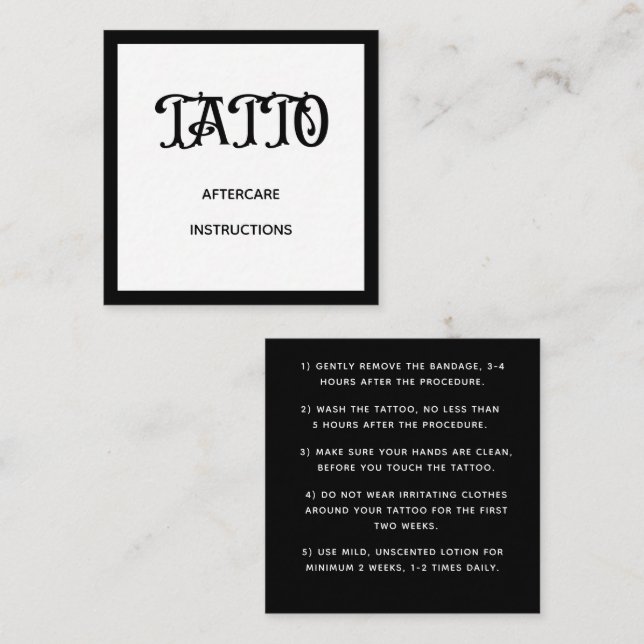 Bold Graffiti Muster Tattoo Aftercare Instruction Quadratische Visitenkarte (Vorne/Hinten)