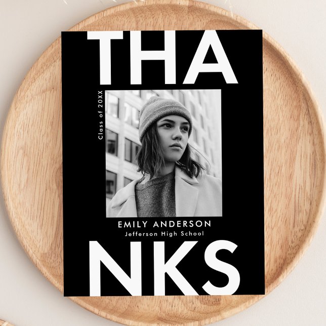 Bold Grand Black Foto Abschluss Vielen Dank Postkarte (Von Creator hochgeladen)