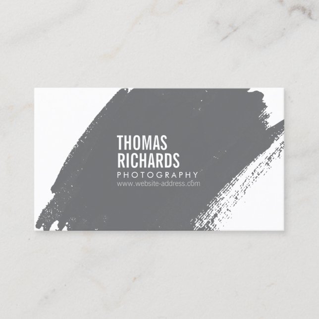 Bold Gray Grunge Brushstroke Visitenkarte (Vorderseite)