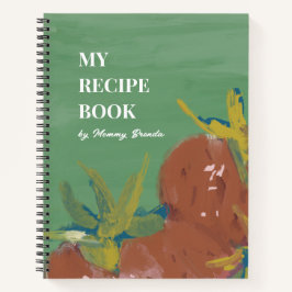 Bold Green Abstract Painterly Strawberry Recipe Notizbuch