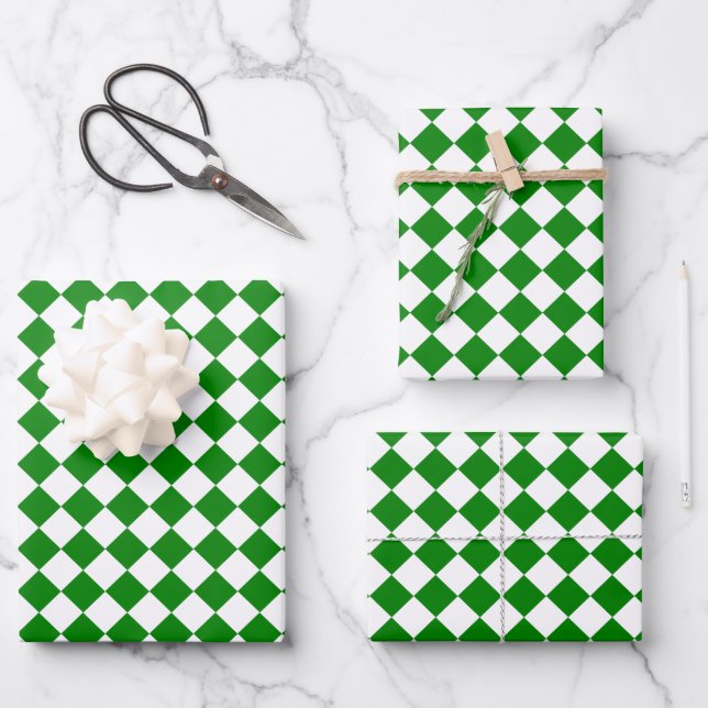 Bold Green and White Chevron Pattern Classic Geschenkpapier Set (Vorderseite)