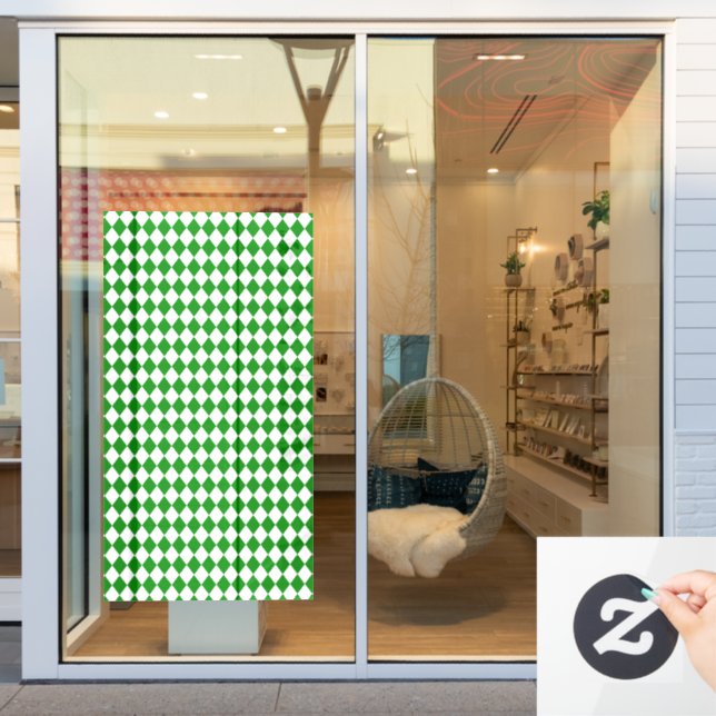 Bold Green and White Chevron Pattern Fensteraufkleber (Schaufenster)