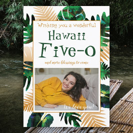 Bold Green Blätter Gold Hawaii 5-0 50. Geburtstag Einladung