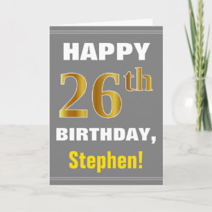 Bold, Grey, Faux Gold 26e anniversaire avec carte 