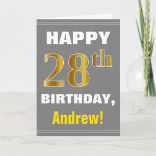 Bold, Grey, Faux Gold 28e anniversaire avec carte 