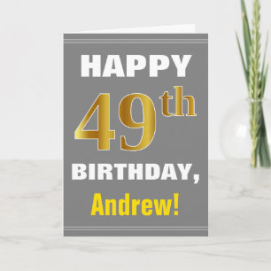 Bold, Grey, Faux Gold 49e anniversaire avec carte