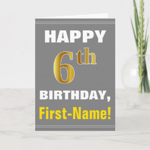 Bold, Grey, Faux Gold 6e anniversaire avec carte d