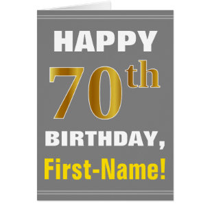 Bold, Grey, Faux Gold 70e anniversaire avec carte 