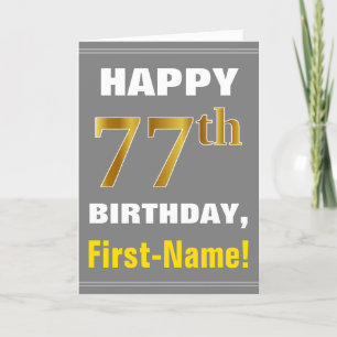 Bold, Grey, Faux Gold 77e anniversaire avec carte