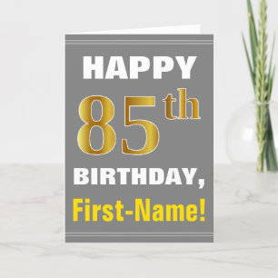 Bold, Grey, Faux Gold 85e anniversaire avec carte 