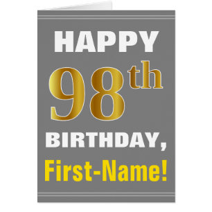 Bold, Grey, Faux Gold 98e anniversaire avec carte 