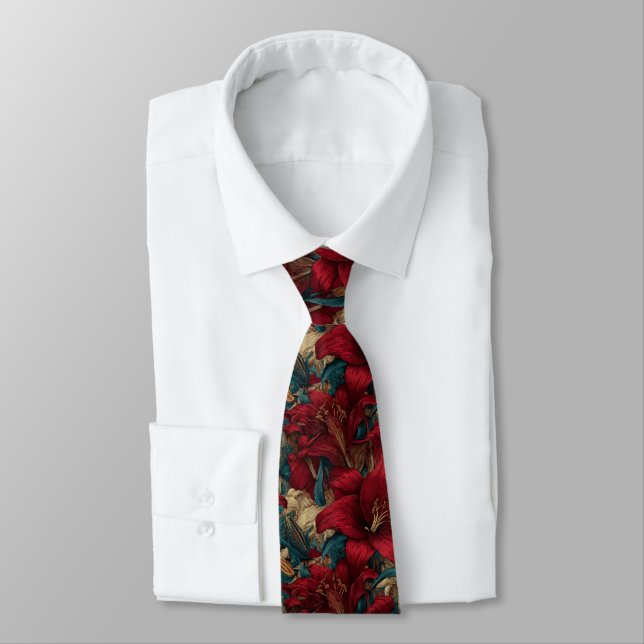 Bold Groomsmen Lilies Floral Krawatte (Gebunden)