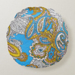 Bold Grungy Islamic Psychedelic Ornament Rundes Kissen