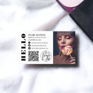 Bold hallo white chic Qr Foto Logo Social Media Visitenkarte
