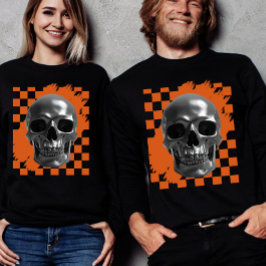 Bold Halloween Skull Checkerboard  Tri-Blend Shirt