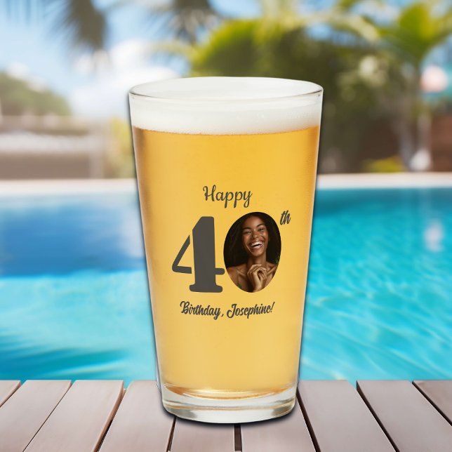 Bold Happy 40th Birthday Photo Glas (Von Creator hochgeladen)